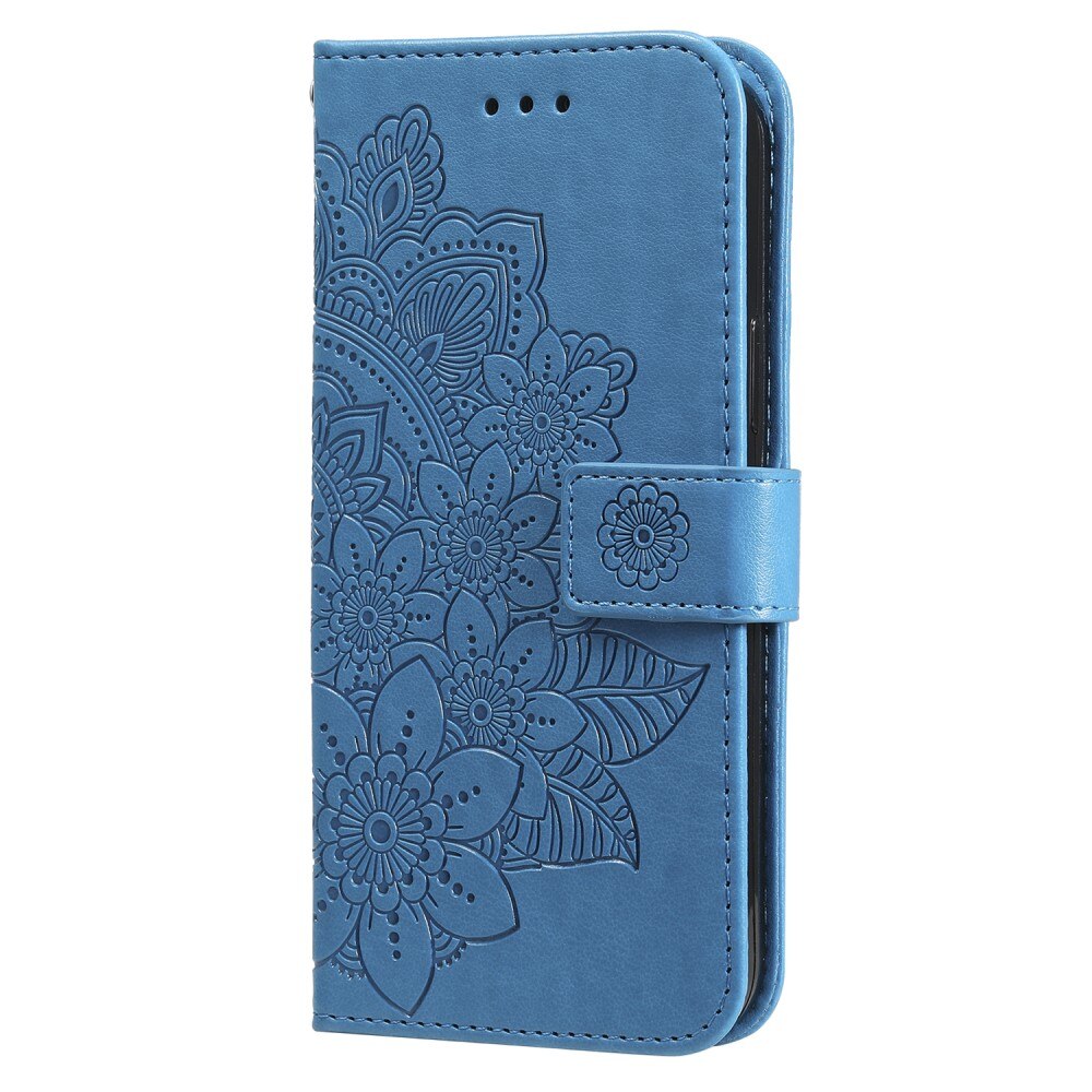 Étui en cuir Mandala Samsung Galaxy S23 FE, bleu