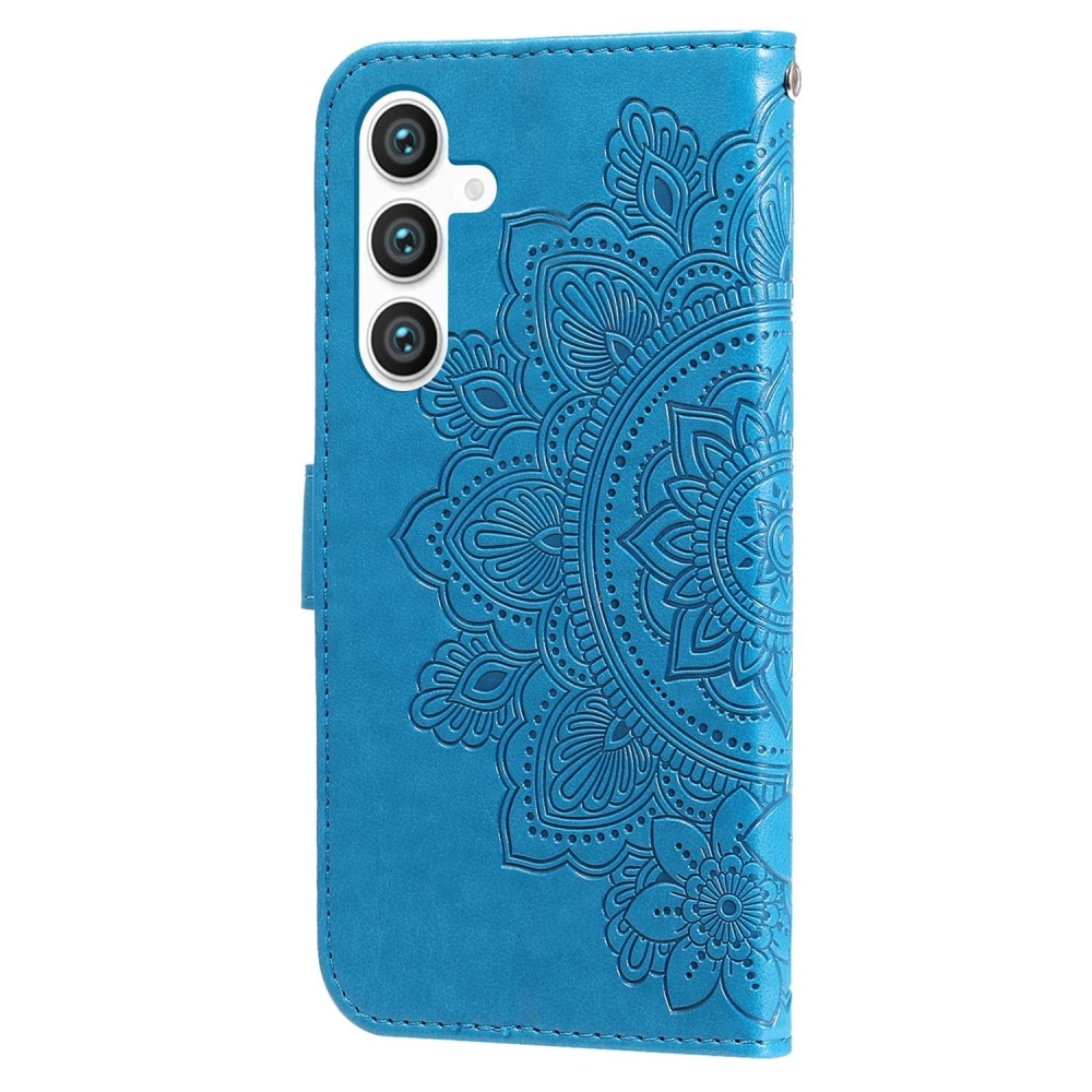 Étui en cuir Mandala Samsung Galaxy S23 FE, bleu