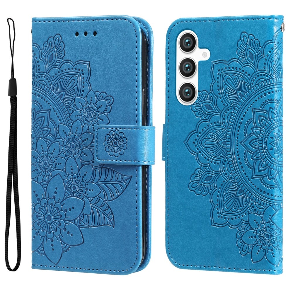 Étui en cuir Mandala Samsung Galaxy S23 FE, bleu