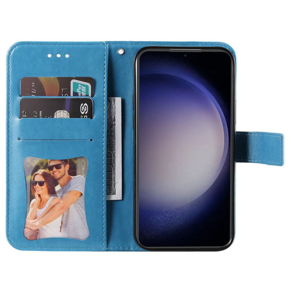 Étui en cuir Mandala Samsung Galaxy S23 FE, bleu