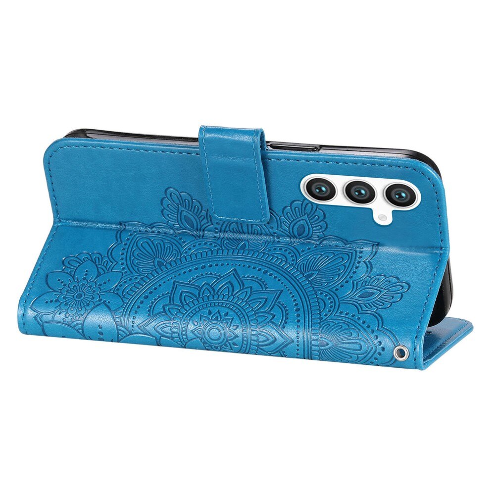 Étui en cuir Mandala Samsung Galaxy S23 FE, bleu