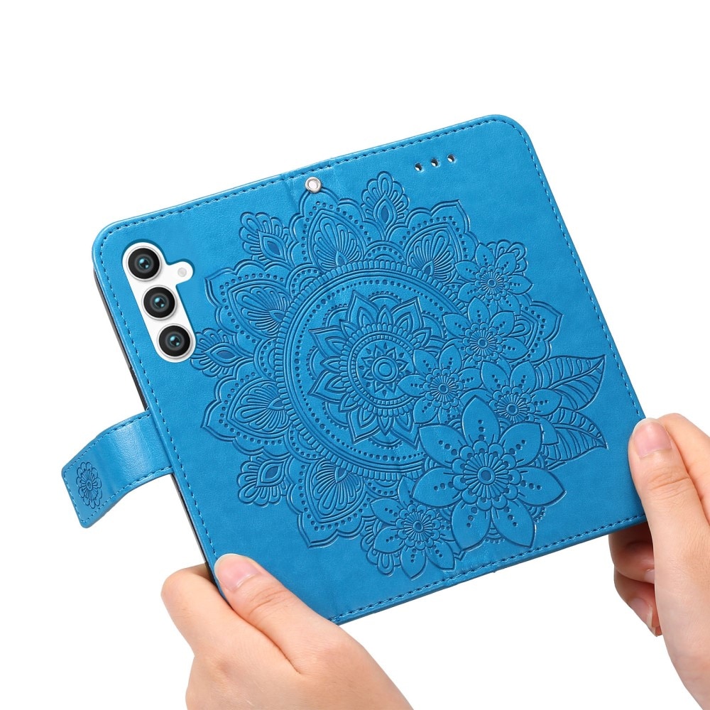 Étui en cuir Mandala Samsung Galaxy S23 FE, bleu