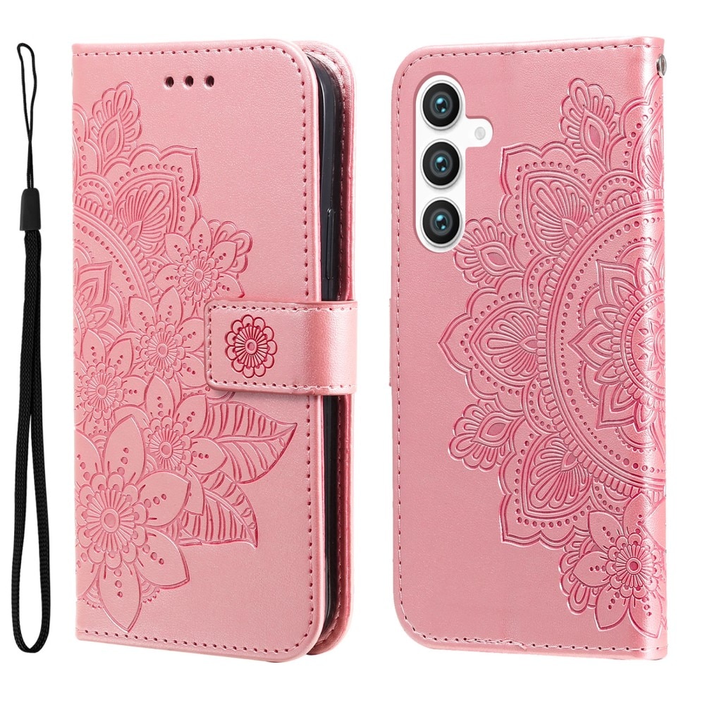 Étui en cuir Mandala Samsung Galaxy S23 FE, rose