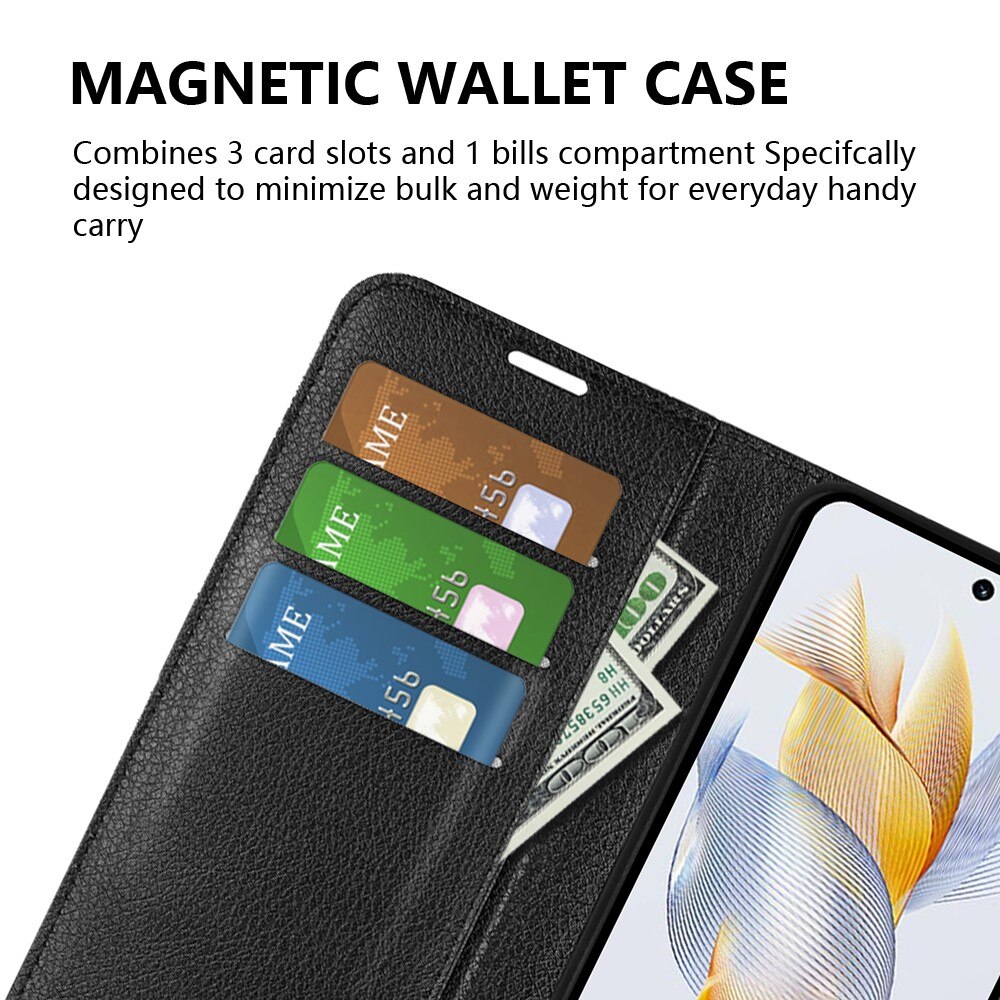 Coque portefeuille  Honor 90, Noir