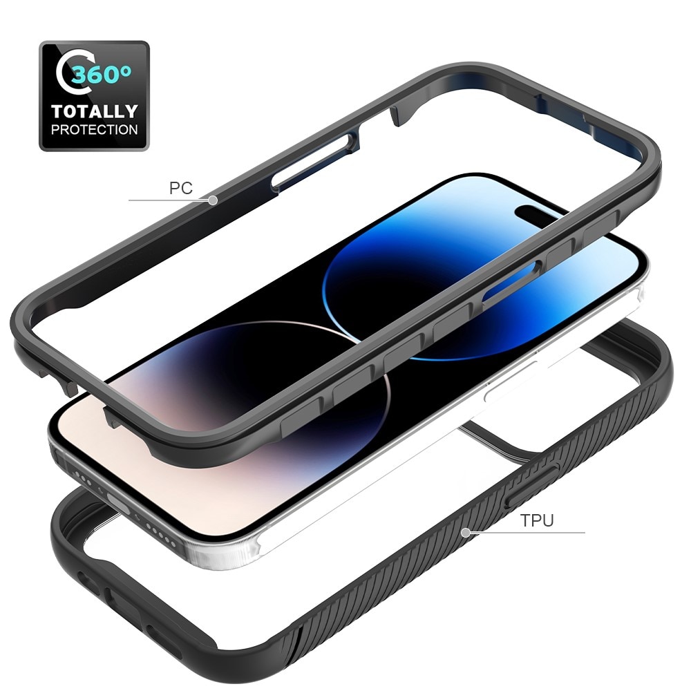 Coque de couverture complète iPhone 15 Pro, Noir