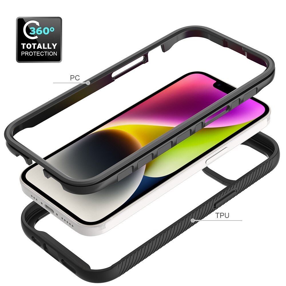 Coque de couverture complète iPhone 15, Noir