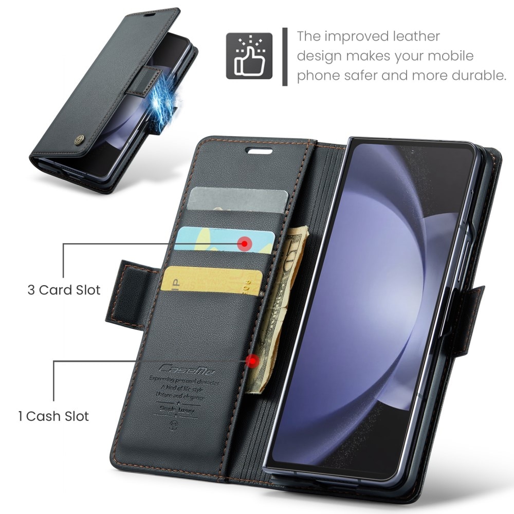 Étui portefeuille mince anti-RFID Samsung Galaxy Z Fold 5, noir