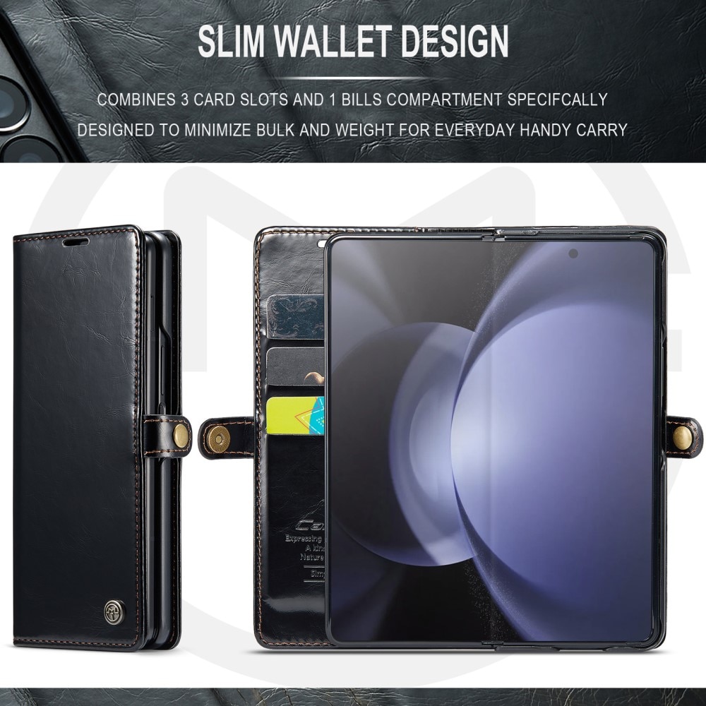 Étui en cuir Samsung Galaxy Z Fold 5, noir