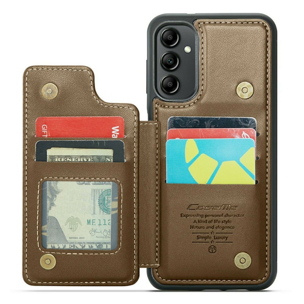 Coque porte-cartes anti-RFID Samsung Galaxy A14, marron