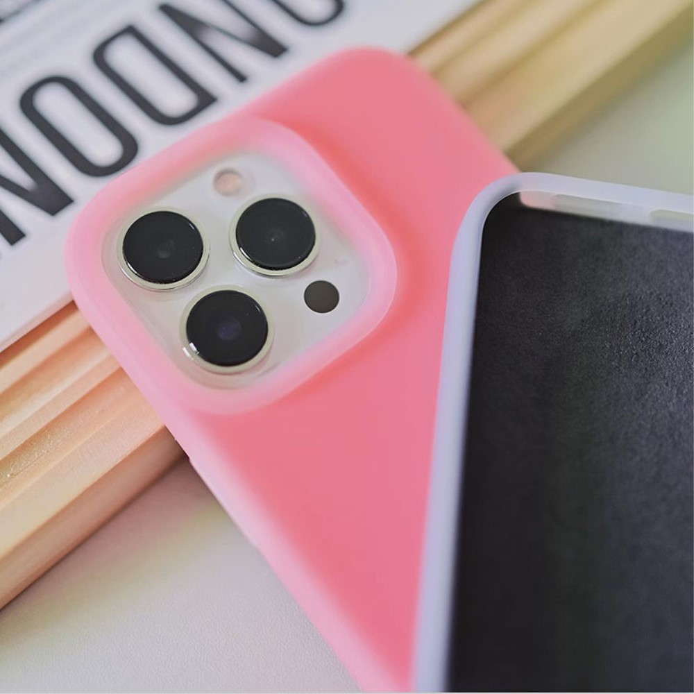 Coque Silicone Pour iPhone 15 Pro Max Couleur Rose Avec Anneau