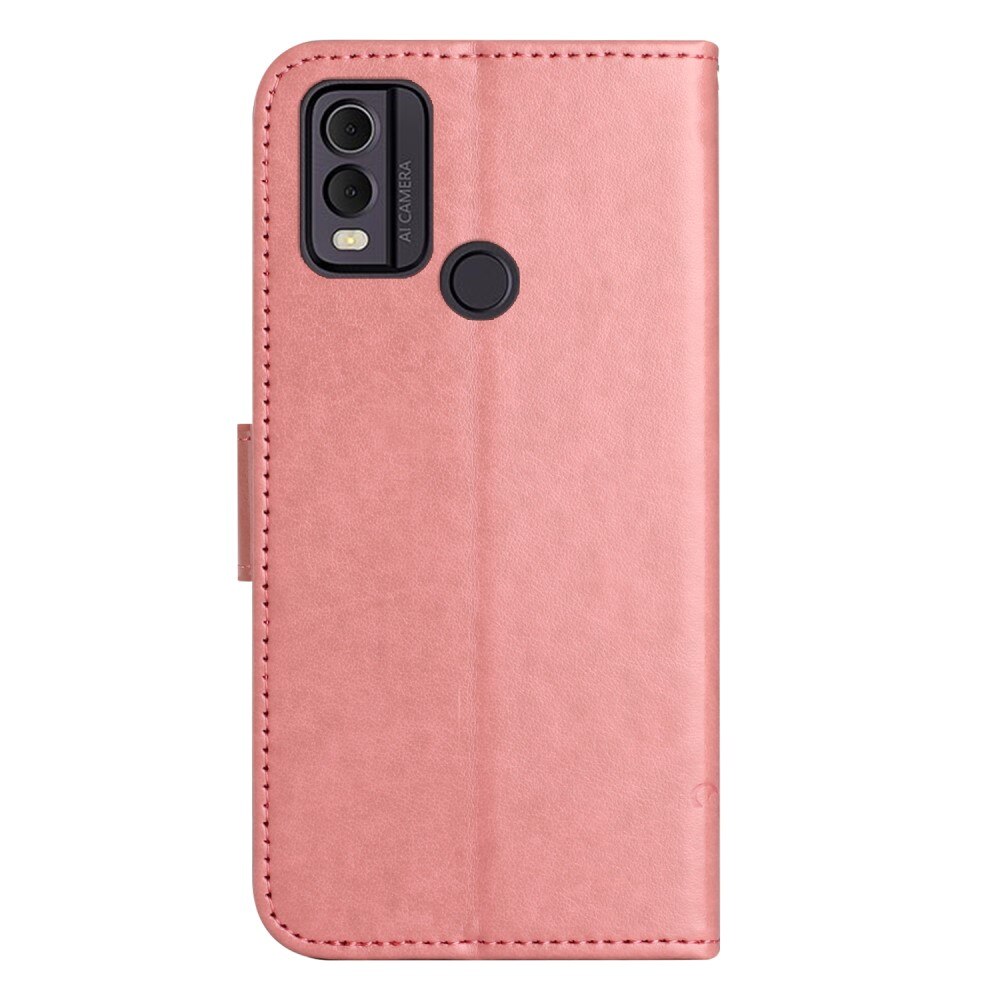 Étui en cuir à papillons pour  Nokia C22, Rose