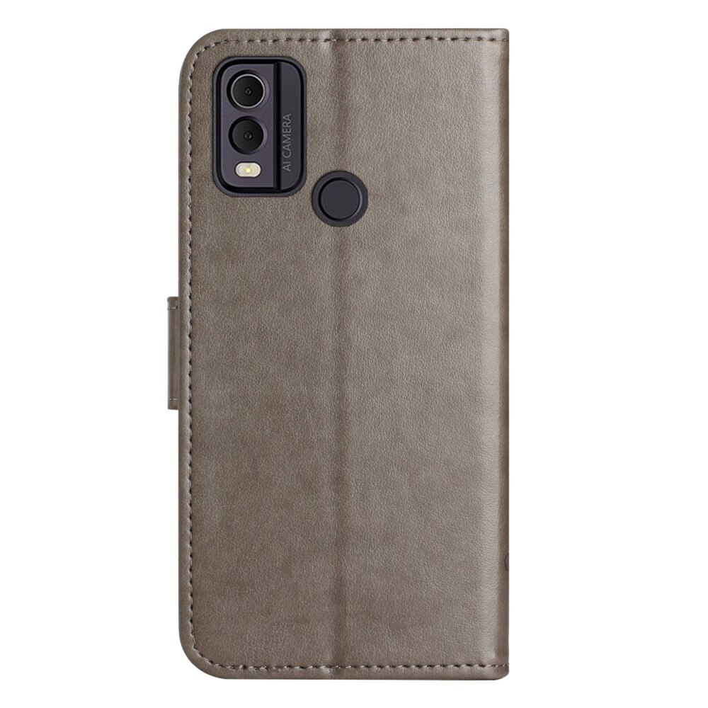 Étui en cuir à papillons pour  Nokia C22, Gris