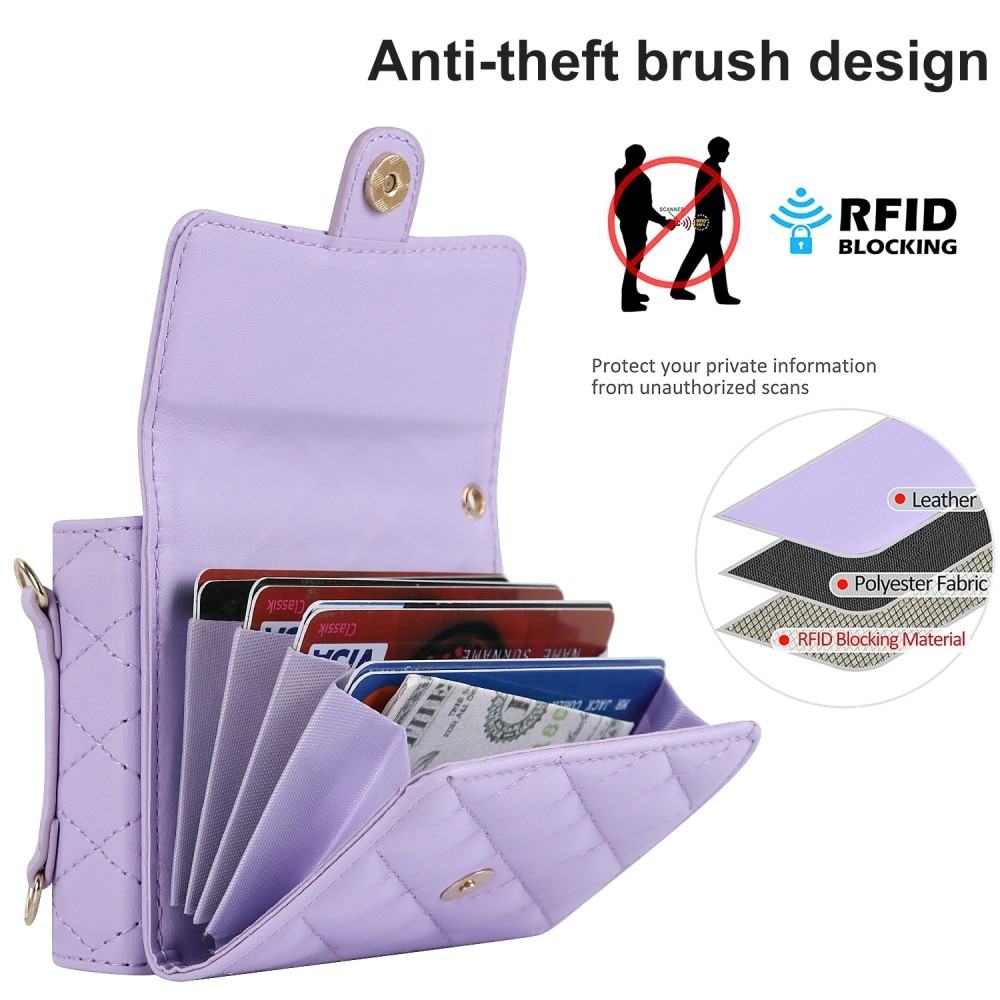 Étui portefeuille matelassée anti-RFID pour Samsung Galaxy Z Flip 5, violet