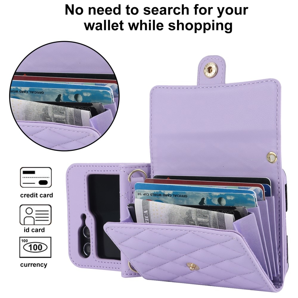 Étui portefeuille matelassée anti-RFID pour Samsung Galaxy Z Flip 5, violet