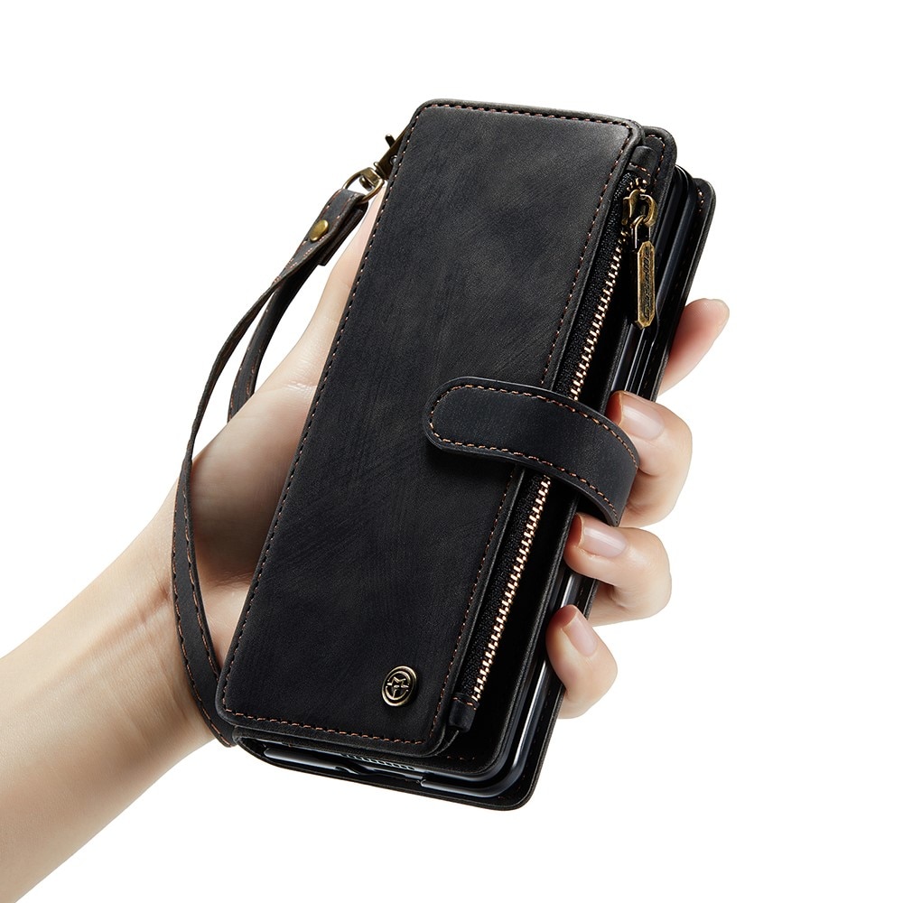 Étui portefeuille à glissière Samsung Galaxy Z Fold 5, noir