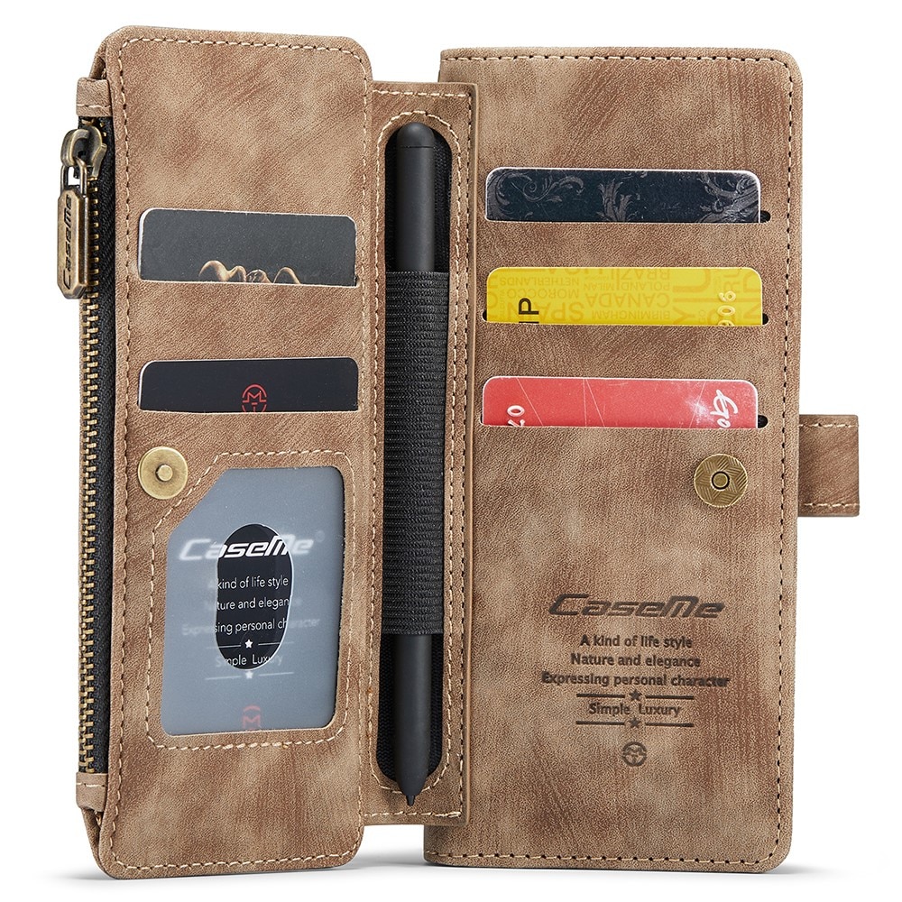 Étui portefeuille à glissière Samsung Galaxy Z Fold 5, marron