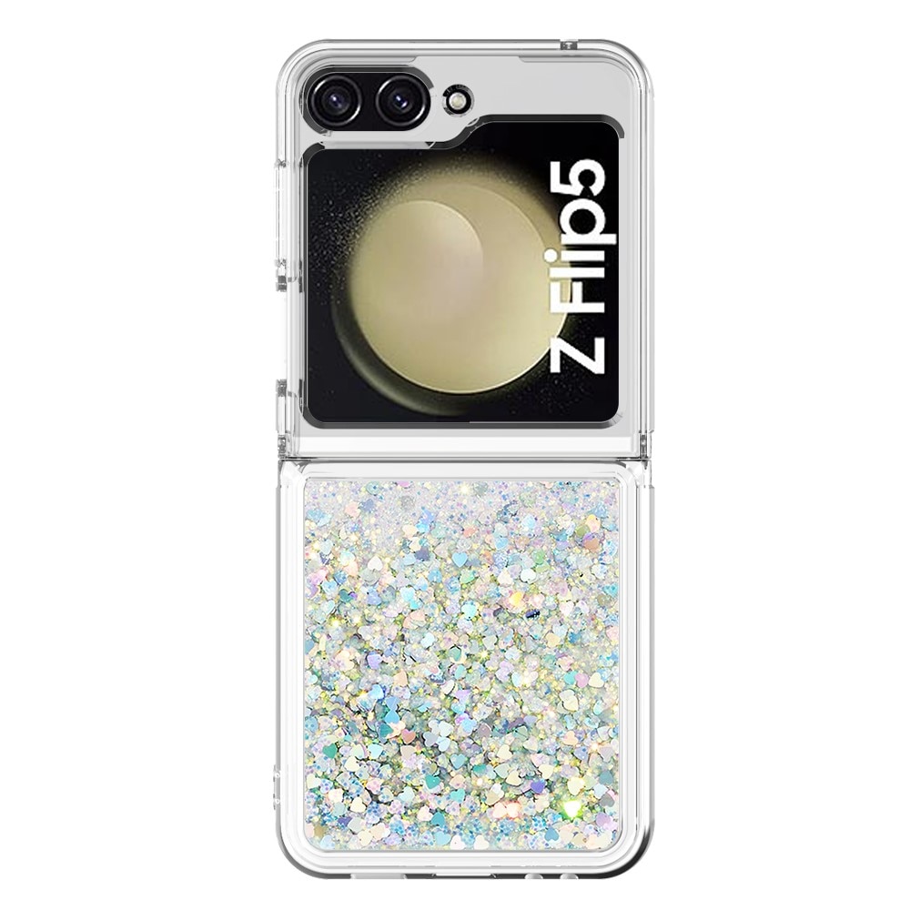 Coque Glitter Powder TPU Samsung Galaxy Z Flip 5, argent