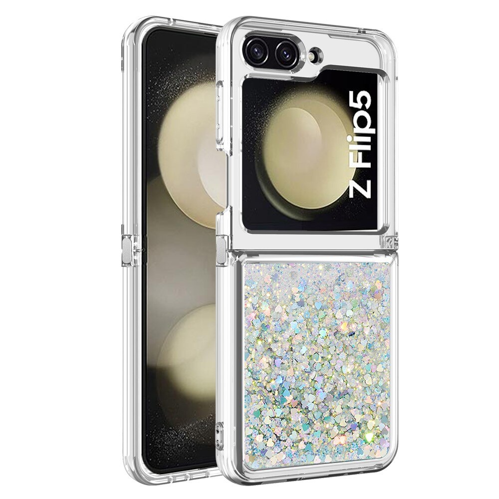 Coque Glitter Powder TPU Samsung Galaxy Z Flip 5, argent