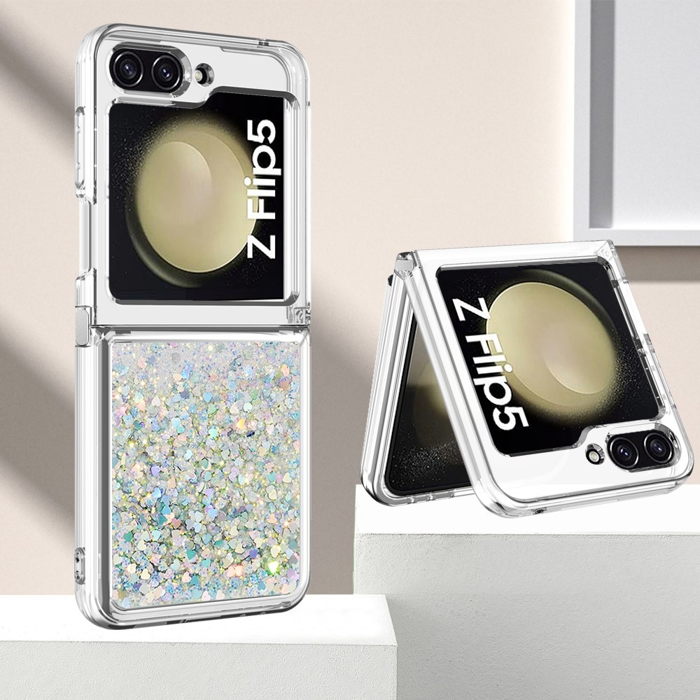 Coque Glitter Powder TPU Samsung Galaxy Z Flip 5, argent