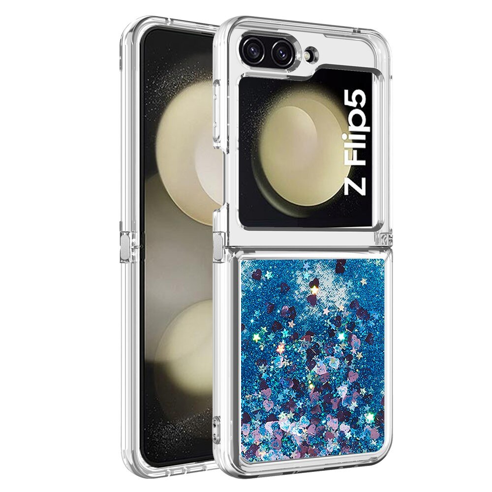 Coque Glitter Powder TPU Samsung Galaxy Z Flip 5, bleu