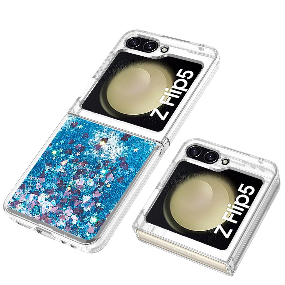 Coque Glitter Powder TPU Samsung Galaxy Z Flip 5, bleu