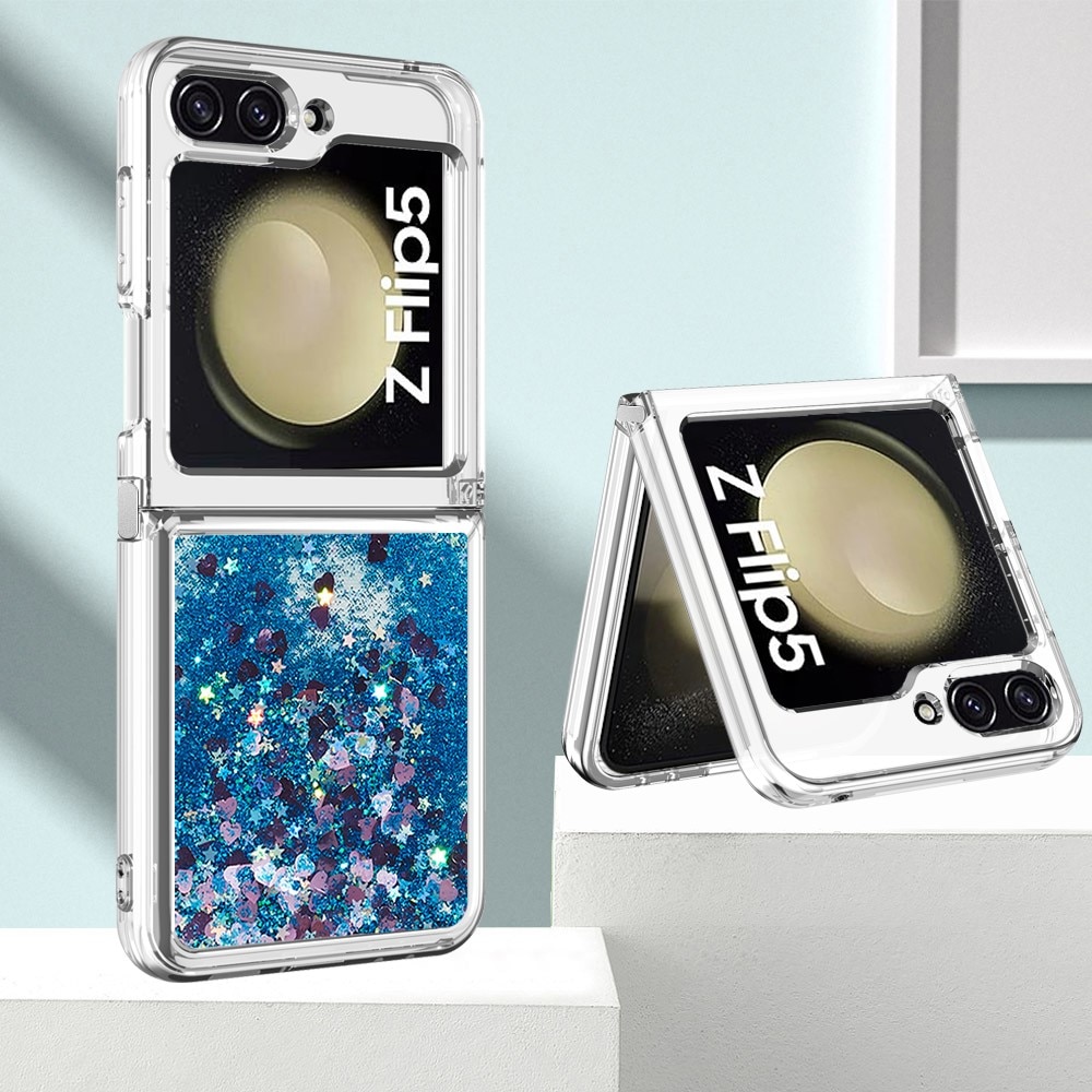 Coque Glitter Powder TPU Samsung Galaxy Z Flip 5, bleu