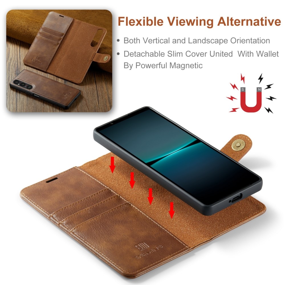 Étui portefeuille Magnet Wallet Sony Xperia 5 V, Cognac