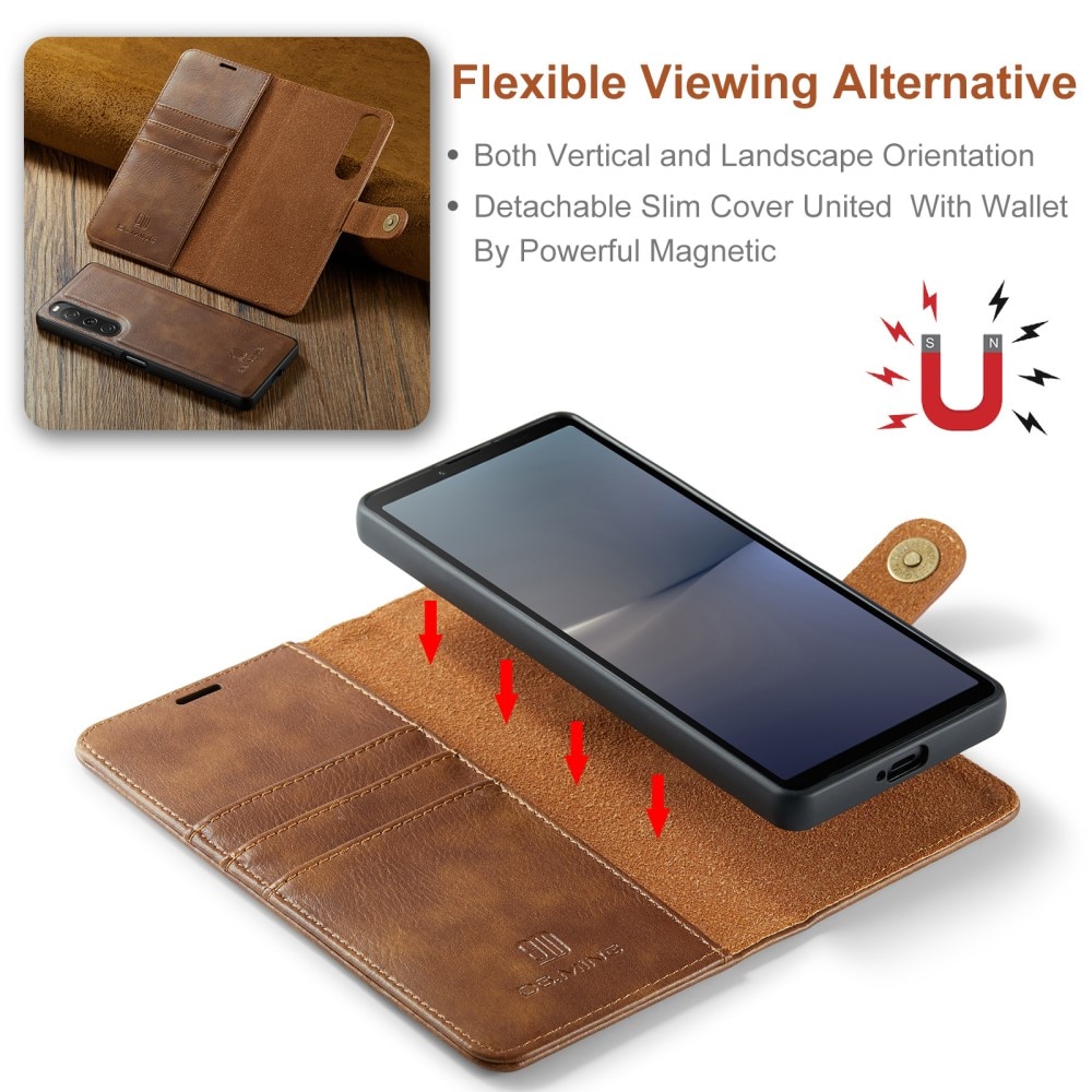 Étui portefeuille Magnet Wallet Sony Xperia 10 V, Cognac