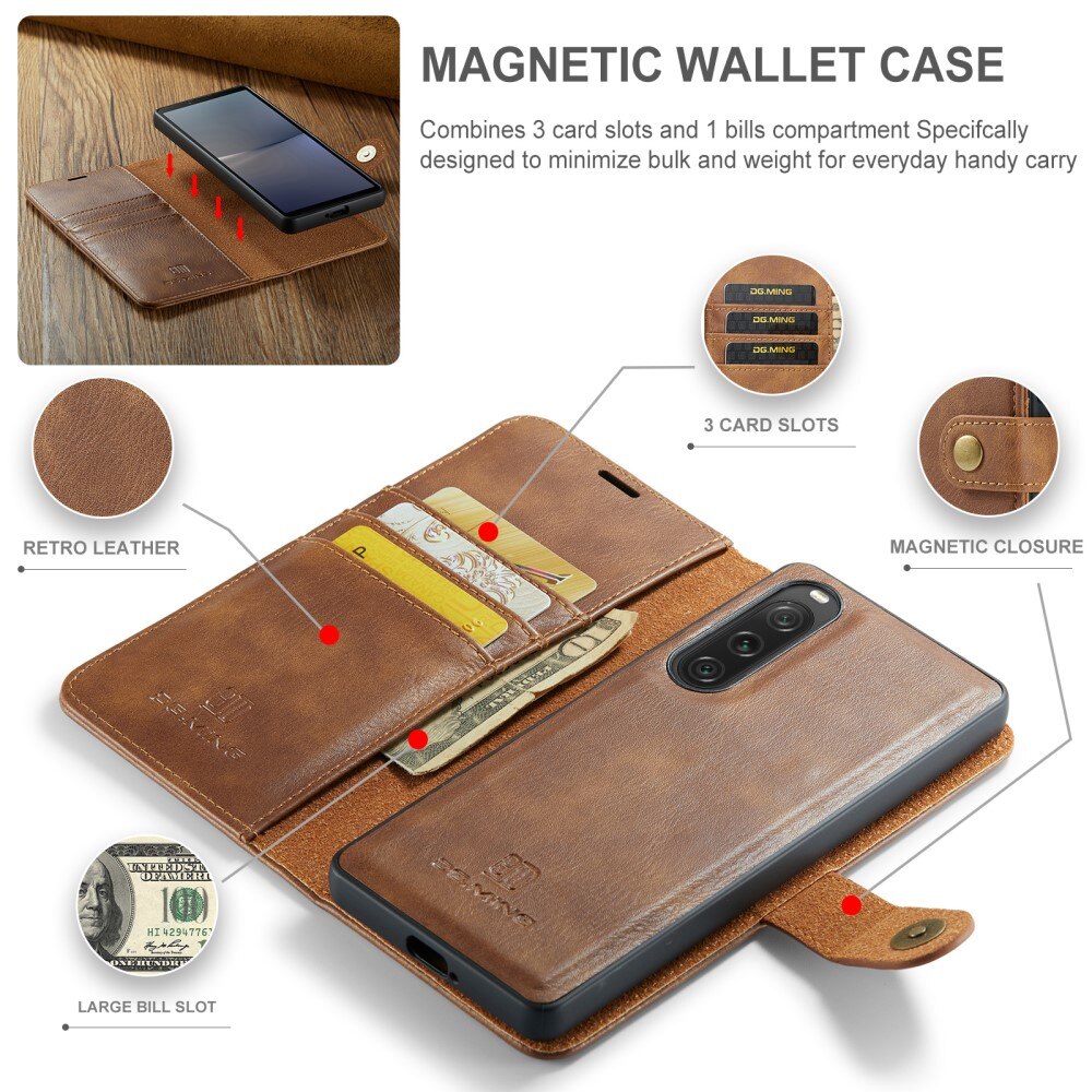 Étui portefeuille Magnet Wallet Sony Xperia 10 V, Cognac