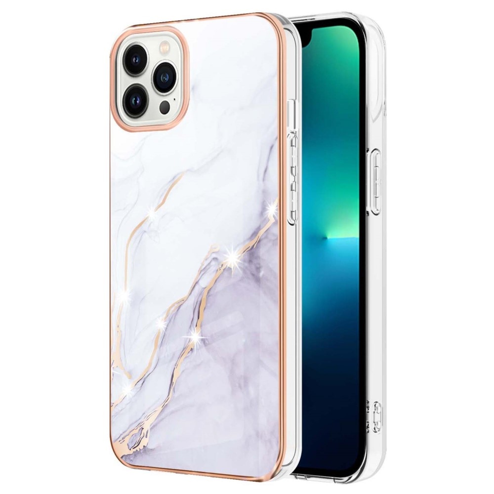 Coque TPU iPhone 15 Pro, marbre blanc