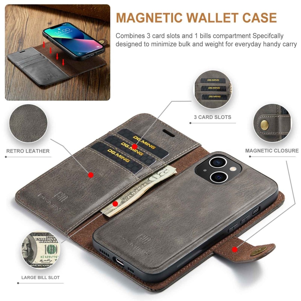 Étui portefeuille Magnet Wallet iPhone 15 Plus, Brown