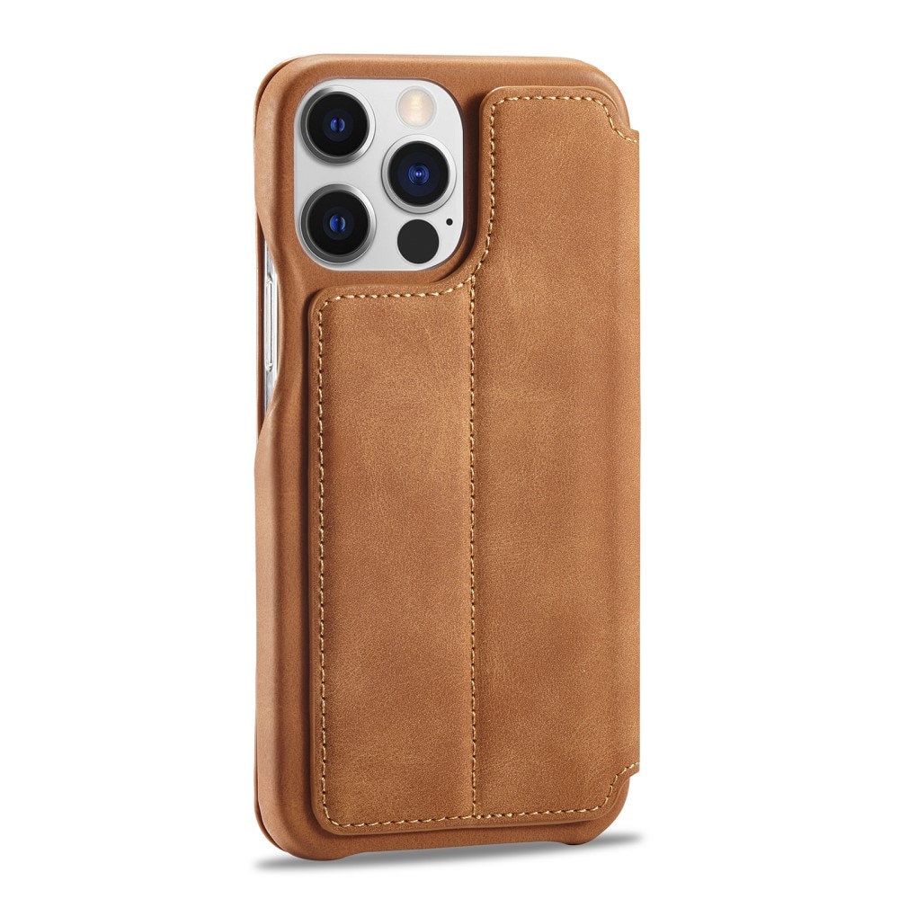 Étui portefeuille mince iPhone 15 Pro Max, cognac