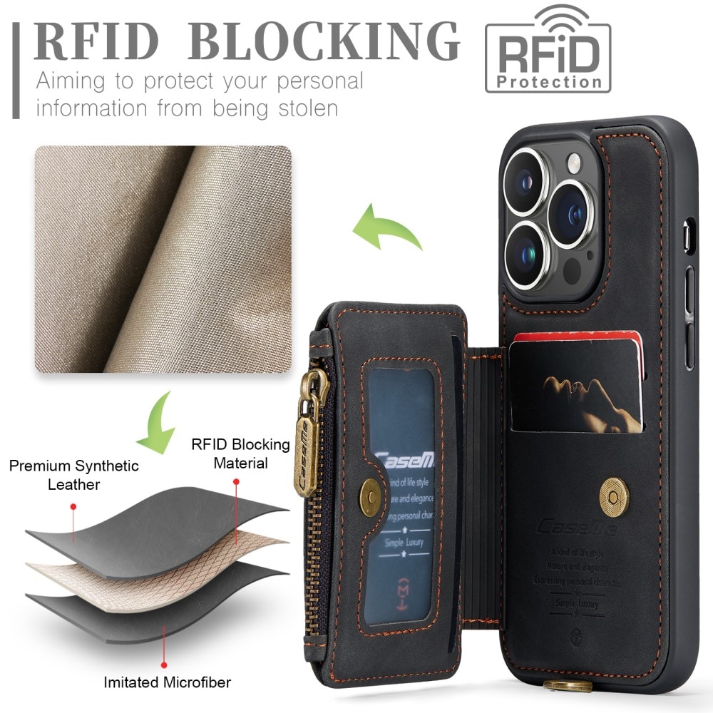 Coque avec plusieurs fentes anti-RFID iPhone 15 Pro, noir