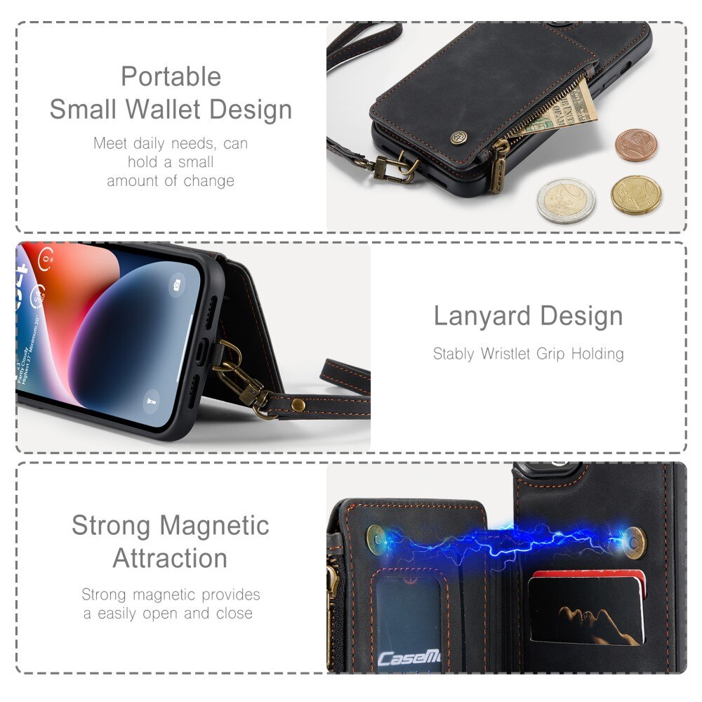 Coque avec plusieurs fentes anti-RFID iPhone 15, noir