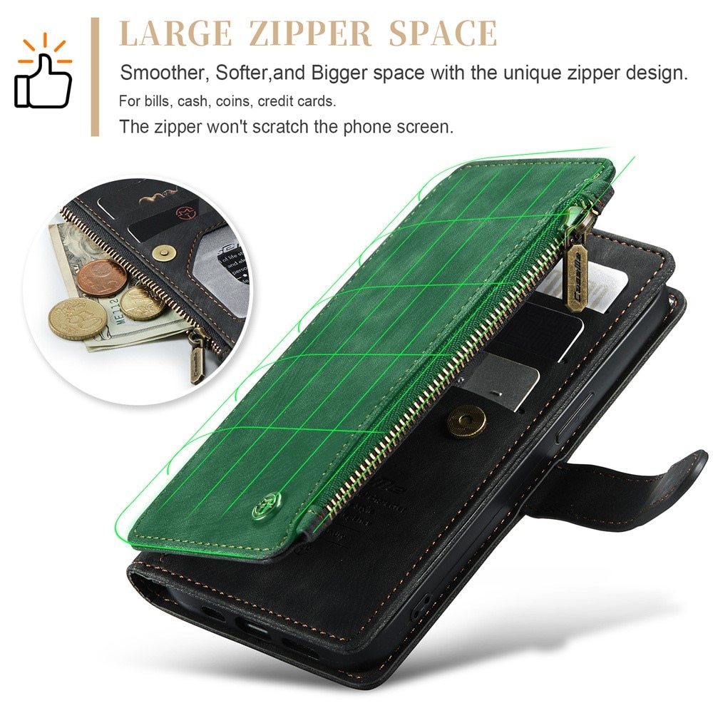 Étui portefeuille à glissière iPhone 15 Pro Max, Noir