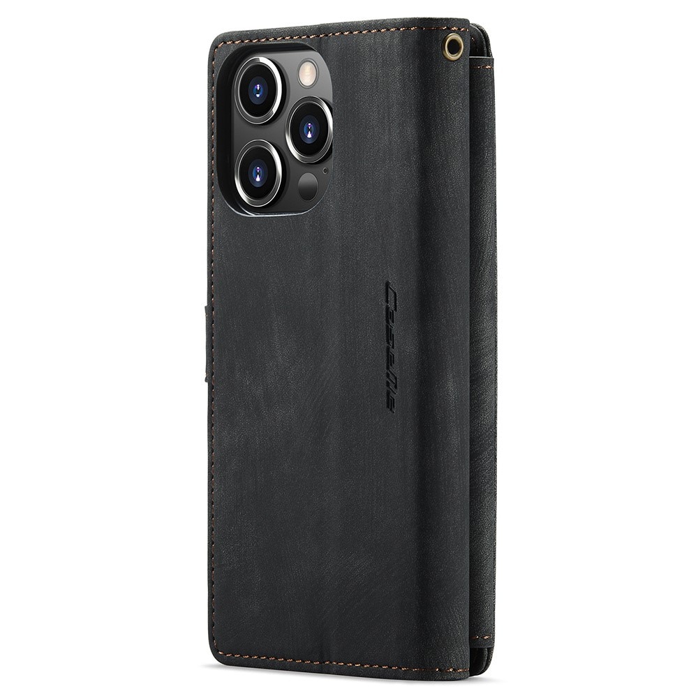 Étui portefeuille à glissière iPhone 15 Pro Max, Noir
