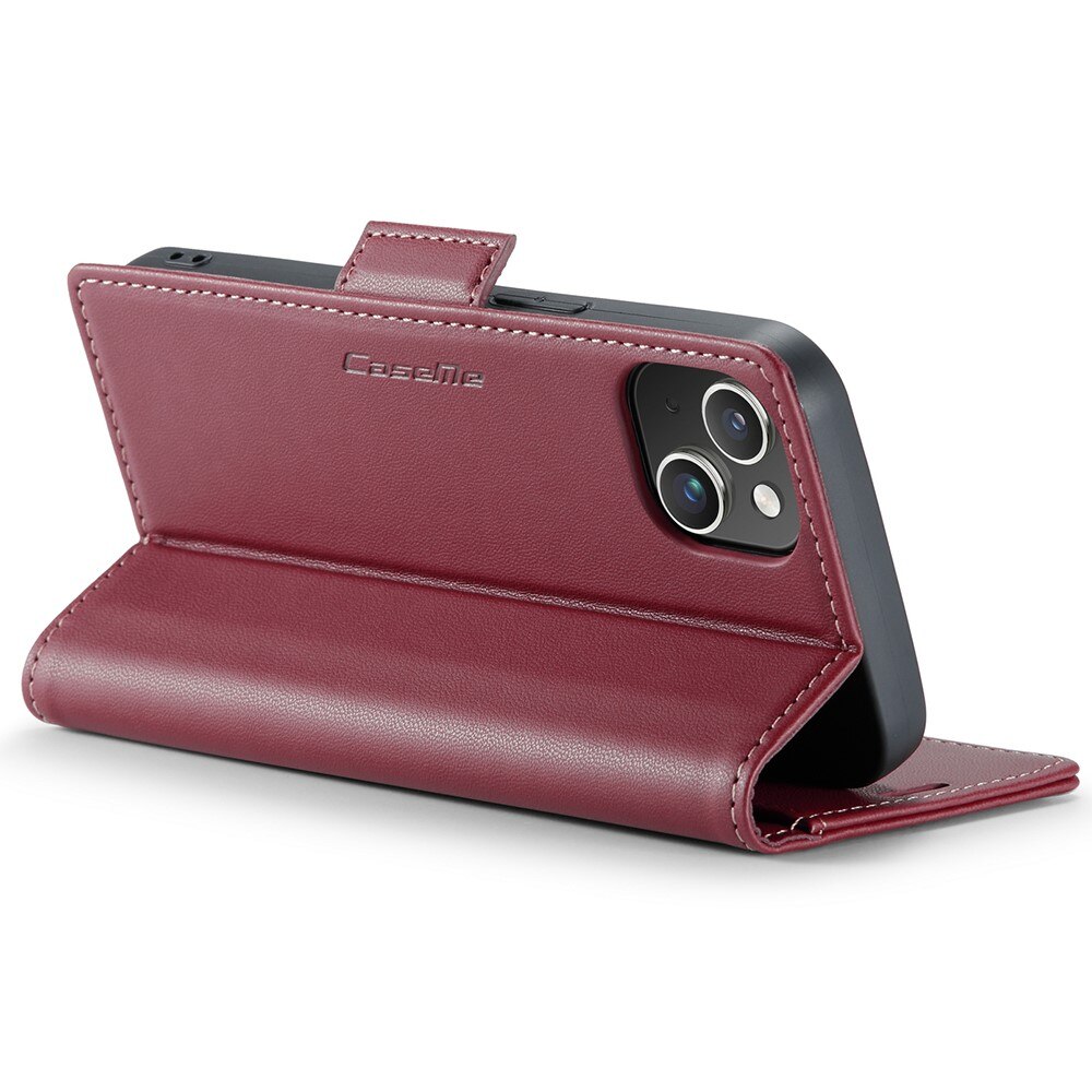 Étui portefeuille mince anti-RFID iPhone 15, Rouge