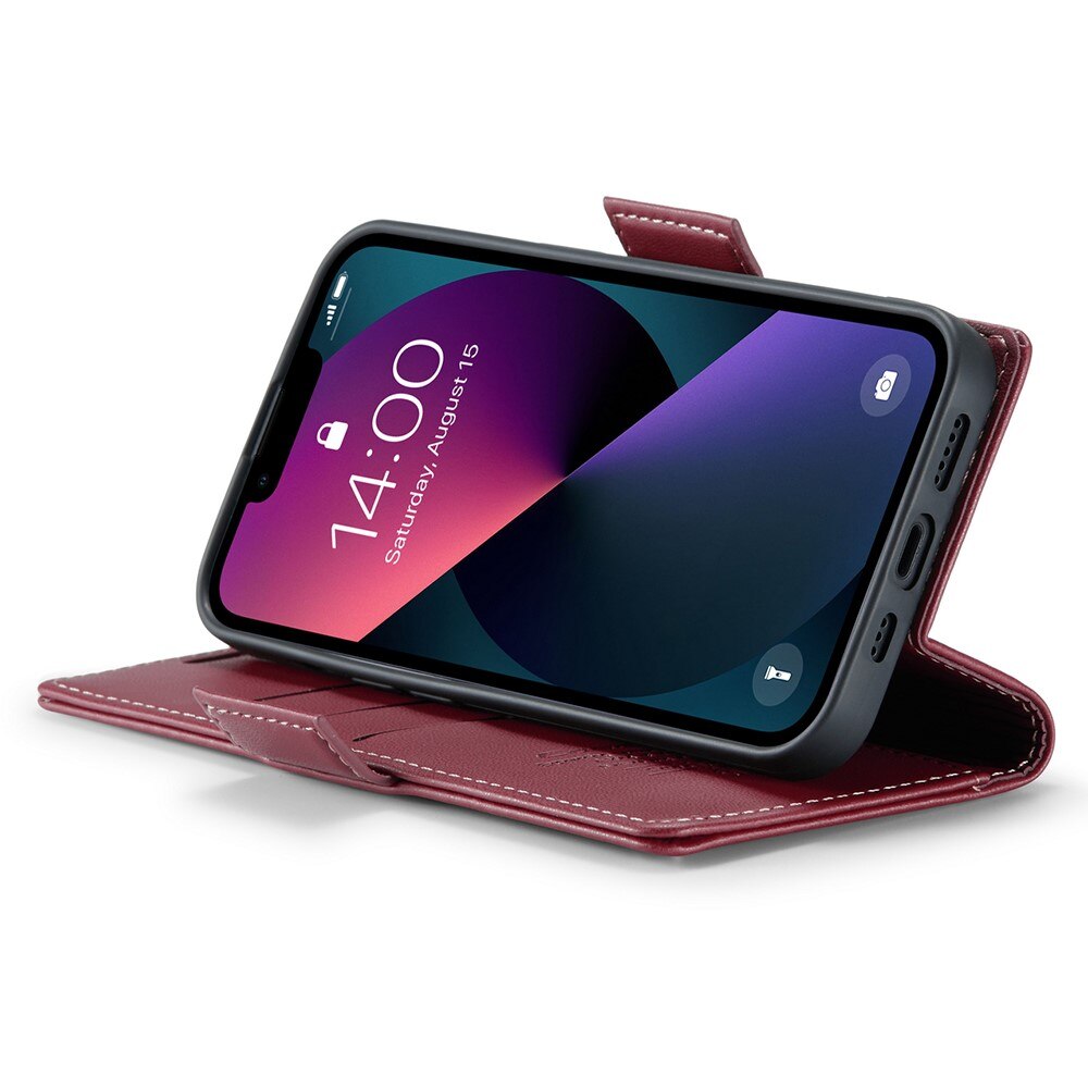 Étui portefeuille mince anti-RFID iPhone 15, Rouge