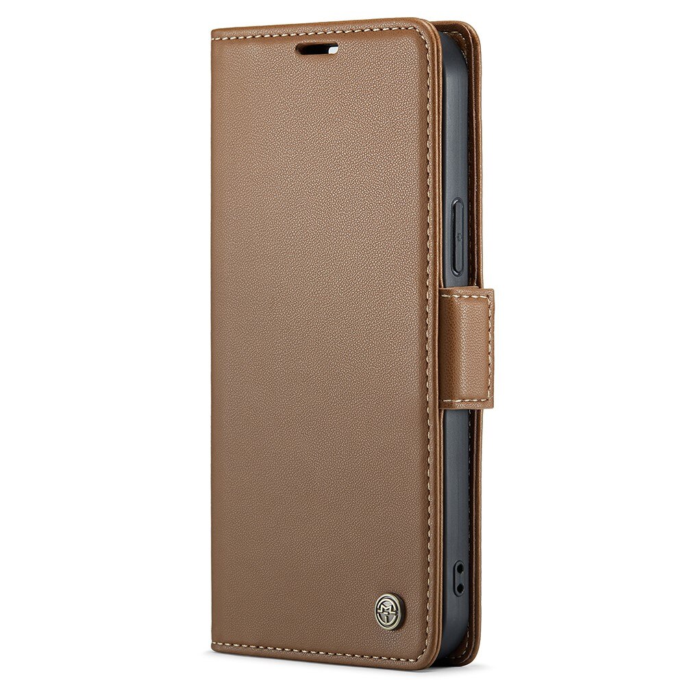 Étui portefeuille mince anti-RFID iPhone 15 Pro, Marron
