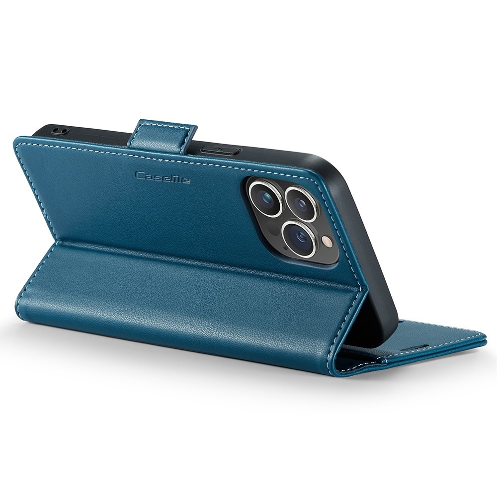 Étui portefeuille mince anti-RFID iPhone 15 Pro Max, Bleu