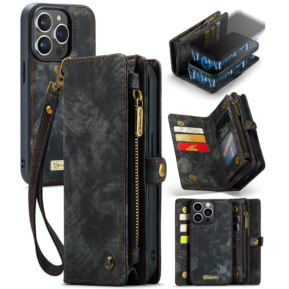 Étui portefeuille multi-cartes iPhone 15 Pro Max, Gris