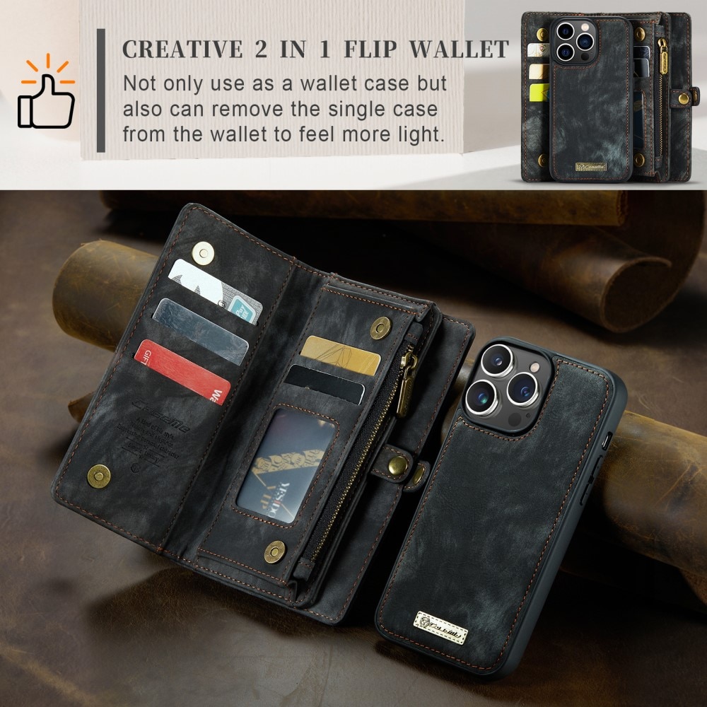 Étui portefeuille multi-cartes iPhone 15 Pro Max, Gris