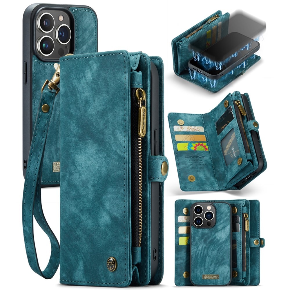 Étui portefeuille multi-cartes iPhone 15 Pro Max, Bleu