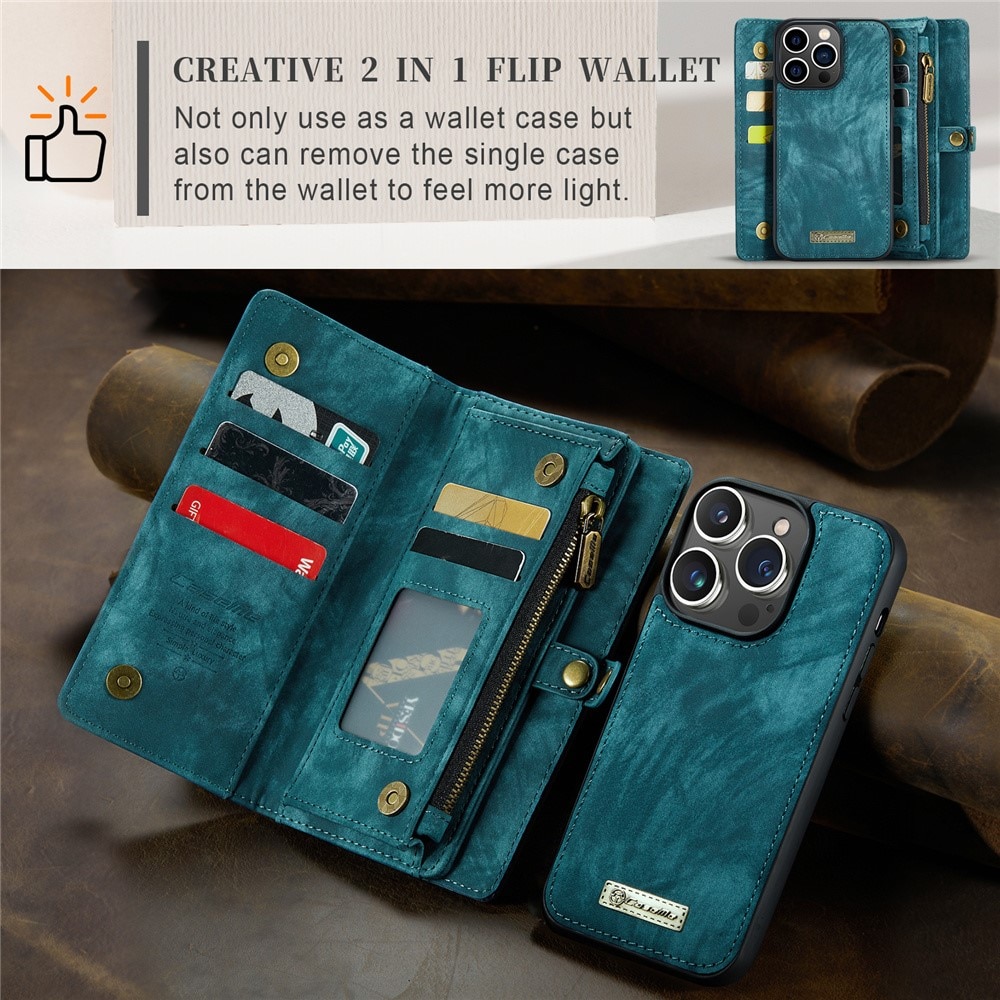 Étui portefeuille multi-cartes iPhone 15 Pro Max, Bleu