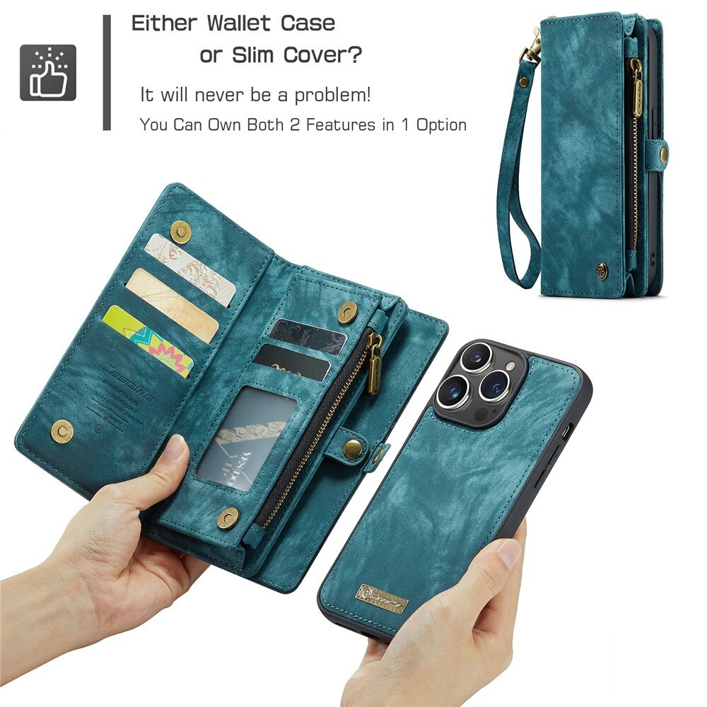 Étui portefeuille multi-cartes iPhone 15 Pro Max, Bleu