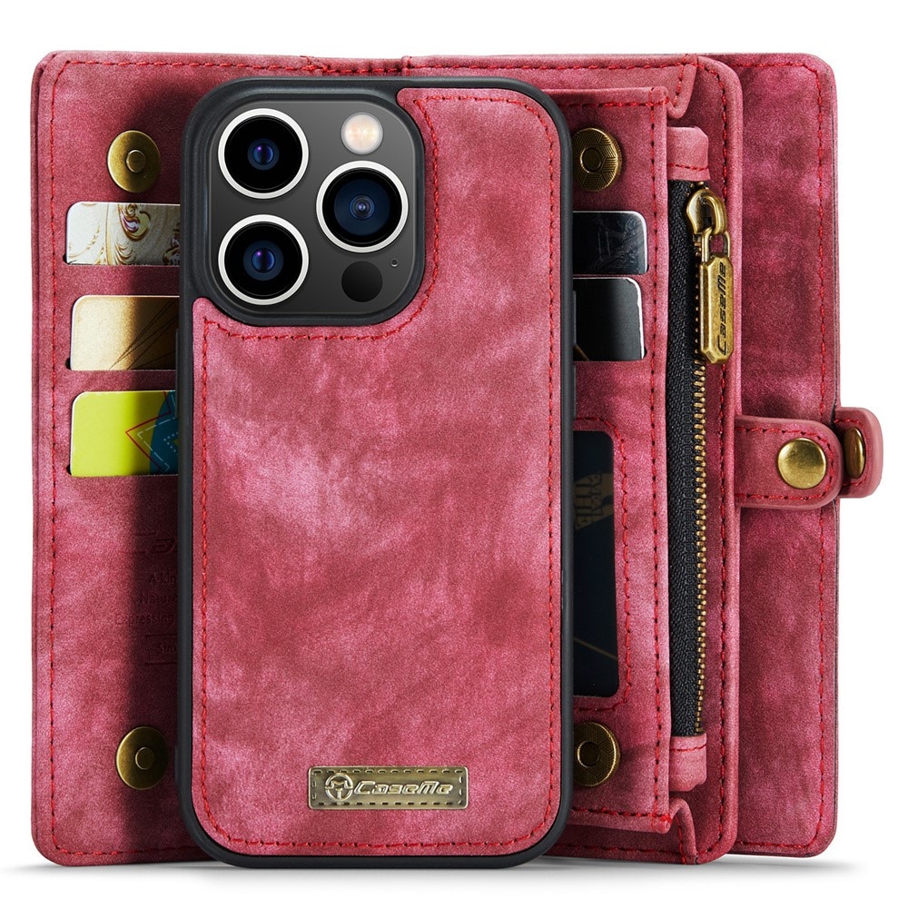 Étui portefeuille multi-cartes iPhone 15 Pro Max, Rouge