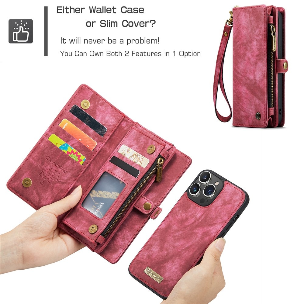 Étui portefeuille multi-cartes iPhone 15 Pro Max, Rouge