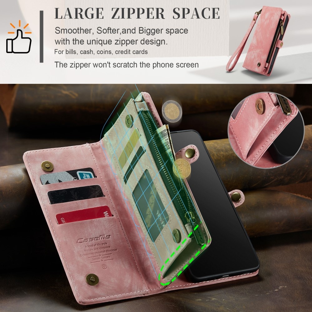 Étui portefeuille multi-cartes iPhone 15 Pro Max, Rose