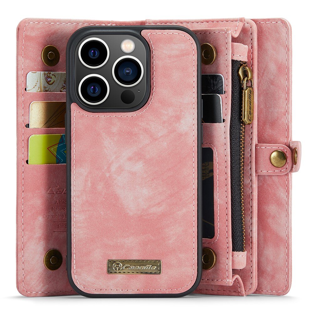 Étui portefeuille multi-cartes iPhone 15 Pro Max, Rose