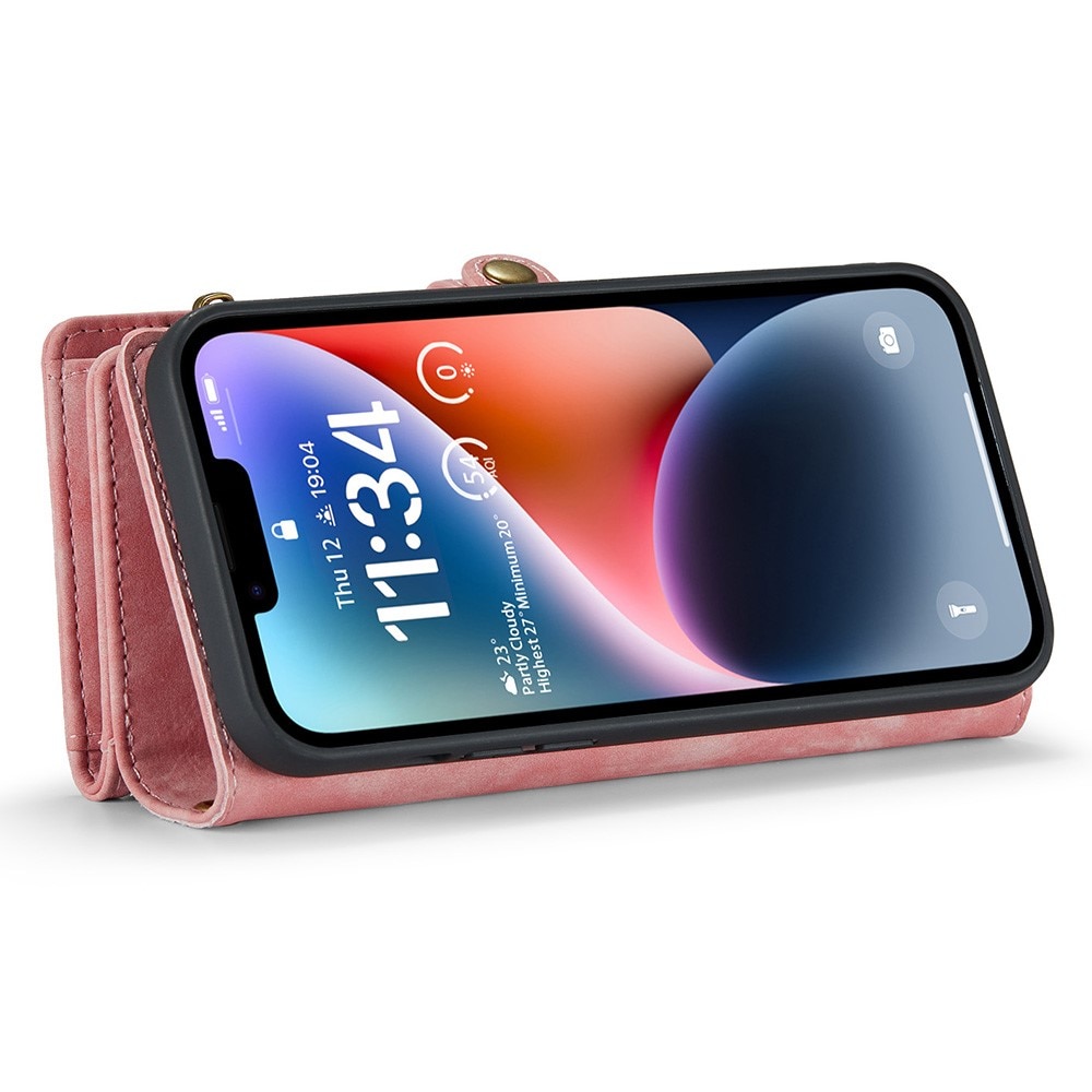 Étui portefeuille multi-cartes iPhone 15 Pro Max, rose